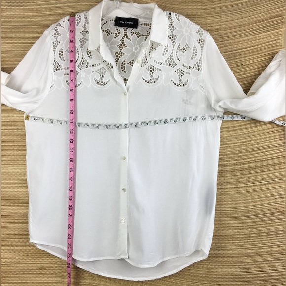 The Kooples Broderie Anglaise Button Down Shirt In White/Off White Size L - Picture 12 of 12